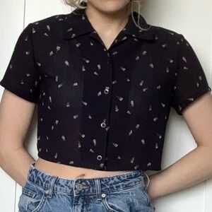 Vintage Ark Reworks Navy Patterned Blouse
